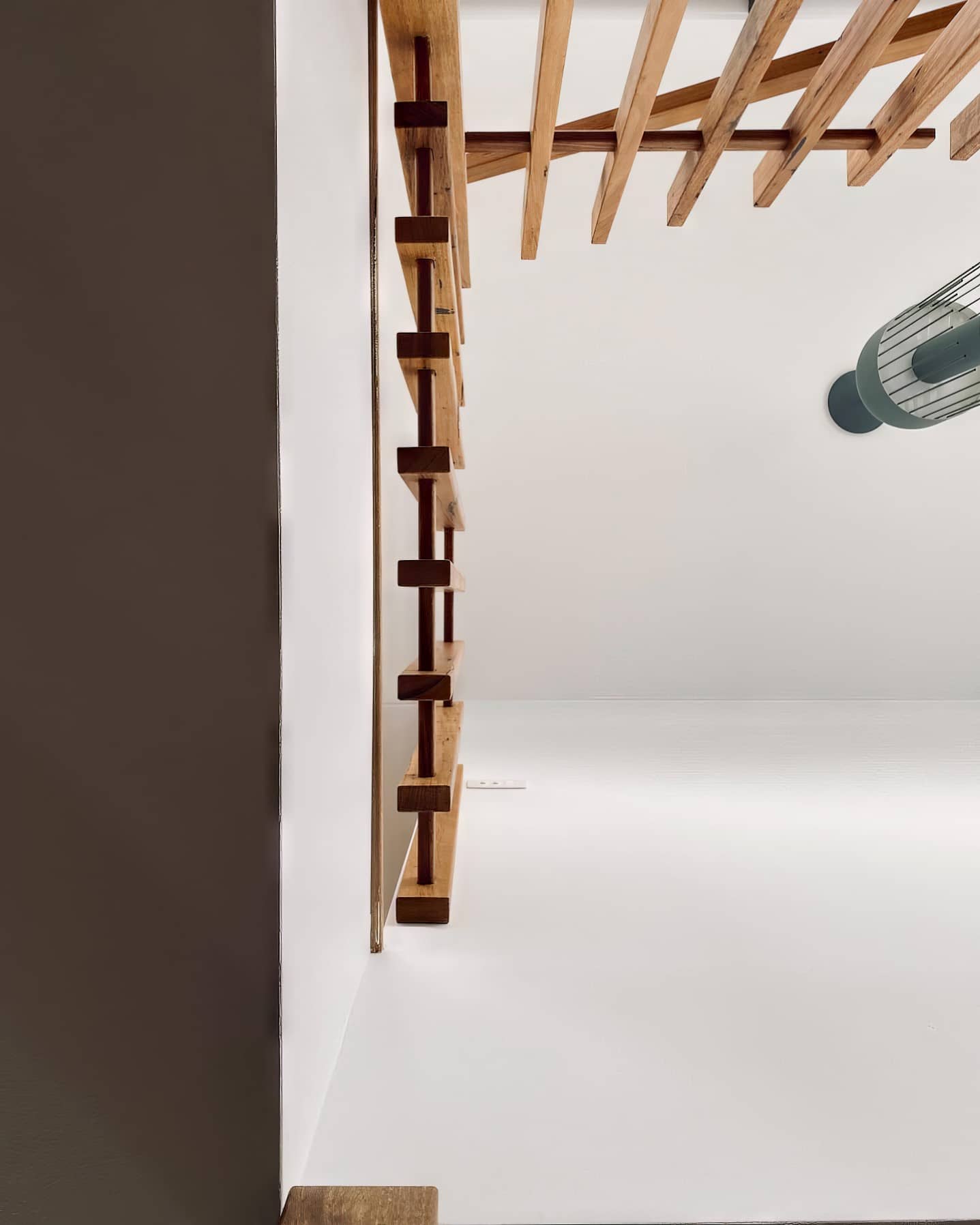 Ceiling and wall painting with decorative timber batten feature